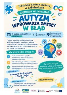 Zapraszamy na warsztat "AUTYZM wprowadza zmysły w błąd"